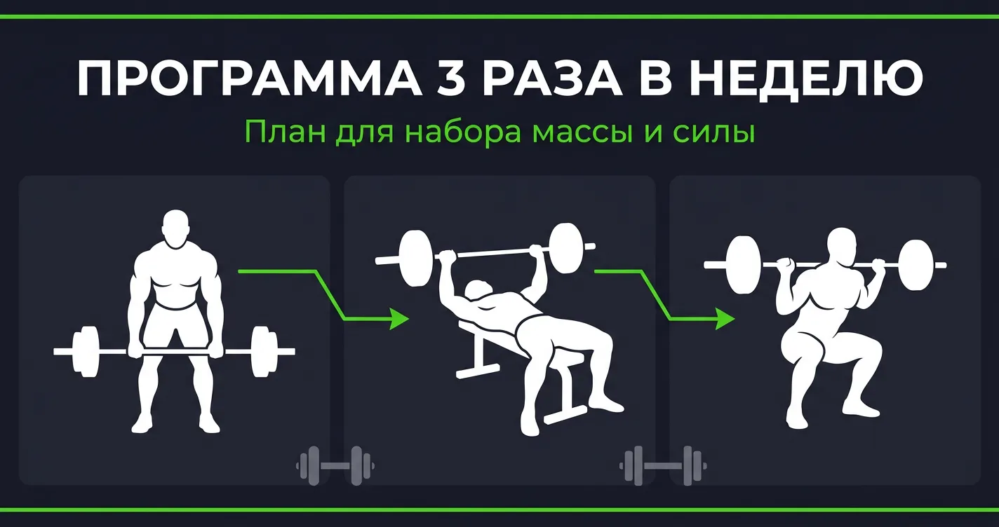 Программа тренировок 3 раза в неделю: план для набора массы и силы