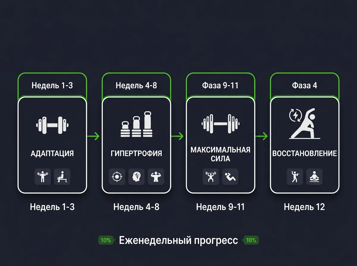 Программа тренировок на набор массы: план на 12 недель